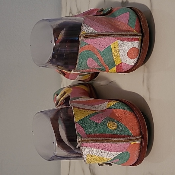 CYDWOQ Colorful Leather Peep Toe Flats Women's EU 37 US 6.5-7 Artsy Quirky Boho - Picture 8 of 16